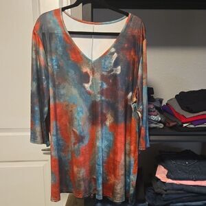 Women's Tie-Dye V-Neck Top
